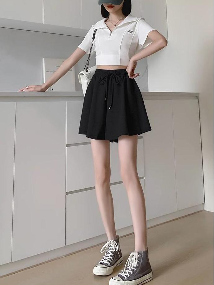 

Маленькие брюки-юбка в балетном стиле с высокой талией и широкими штанинами - 150 см, стройнящие, летние, повседневные для женщин 2XL (for 126-145 lbs)