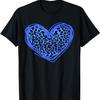 Blue Leopard Heart Shaped Blue Leopard Print T-Shirt