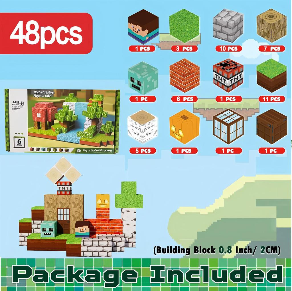 My Magnetic Block World: Primeval Forest Series Educational Building Cubes for Children