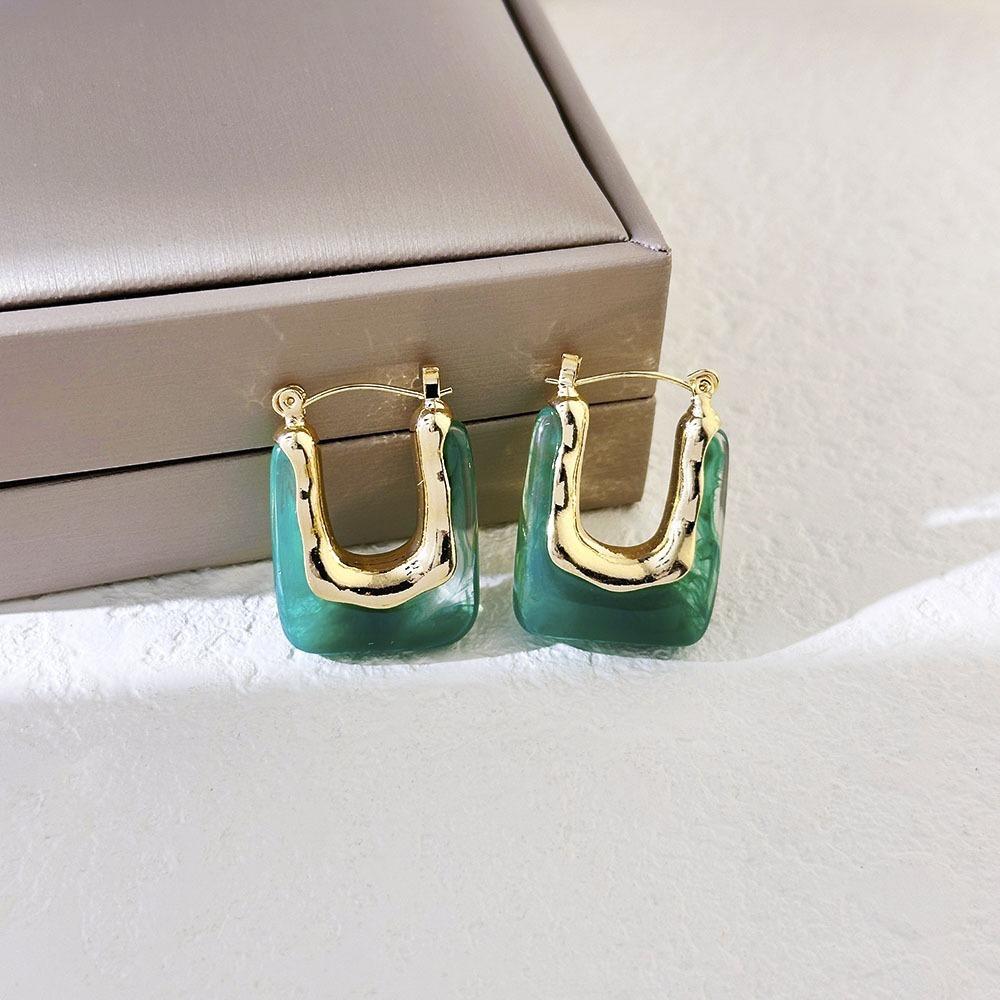 Irregular Shape Resin Earrings Vintage Style Geometric Earrings Ear Buckles  Girls Jewelry