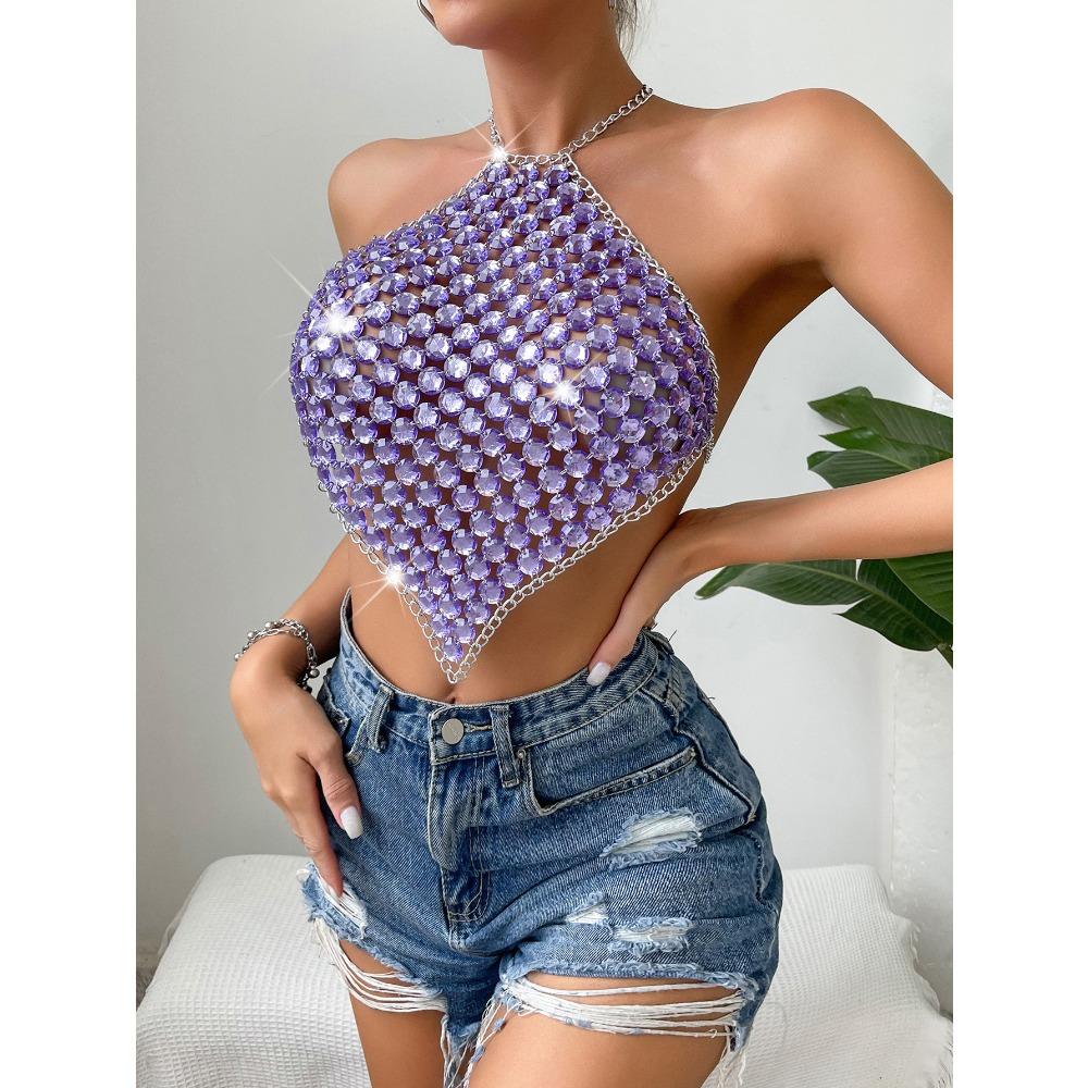 Summer Hot Selling Women's New Style Chain Hanging Neck Strap Sexy Splicing Strapless