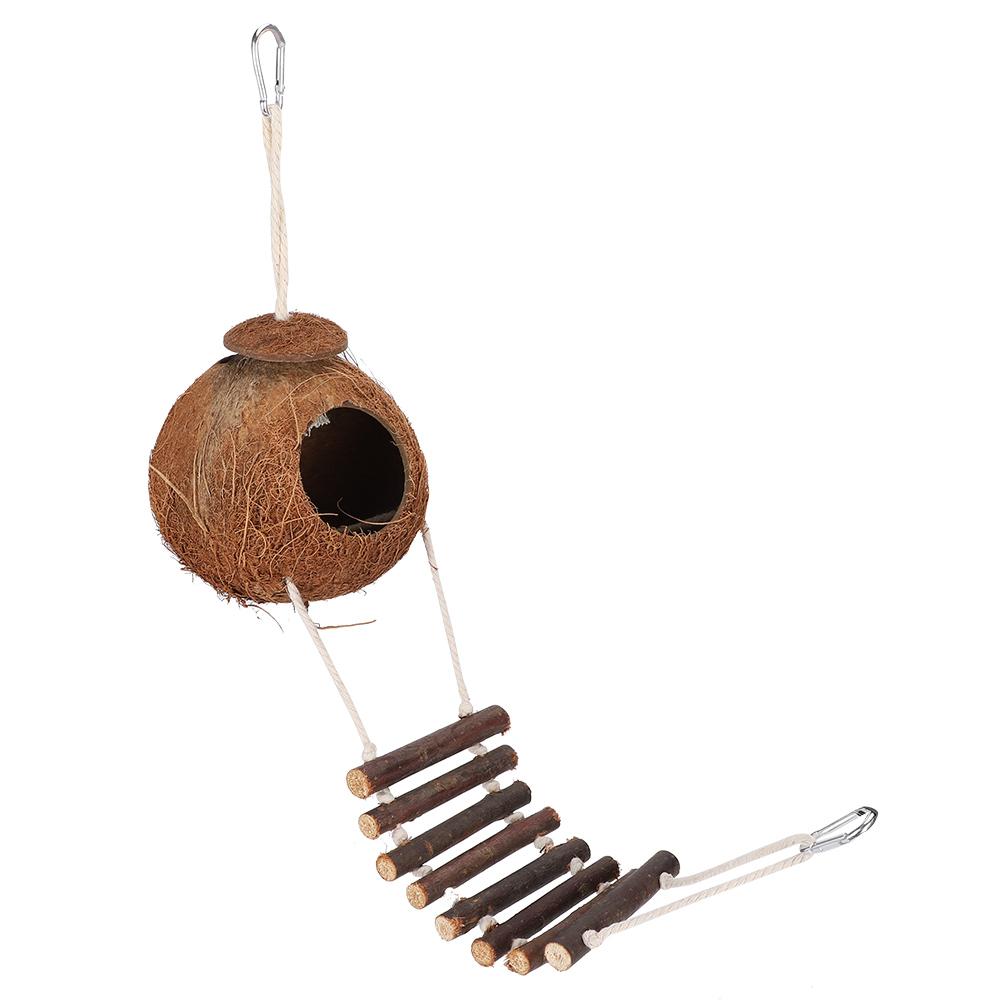 Bird S Nest Hamster Breeding Nest Climbing Ladder Natural Coconut Hideaway Toy House