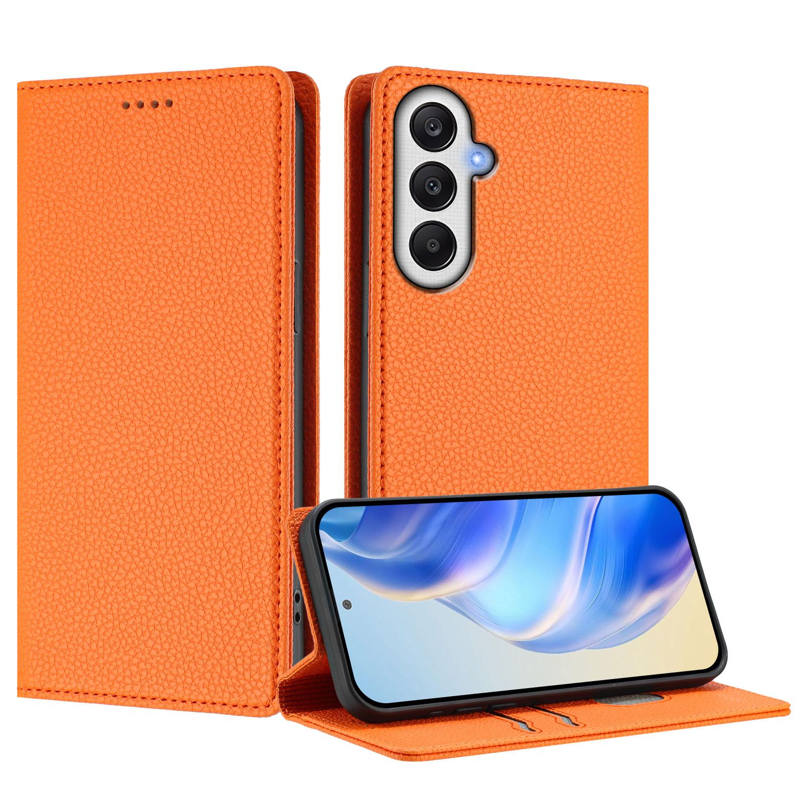 

For Samsung Galaxy A16 4G/Galaxy A16 5G Wallet Case RFID Blocking Litchi Texture Leather Mobile Cover Orange