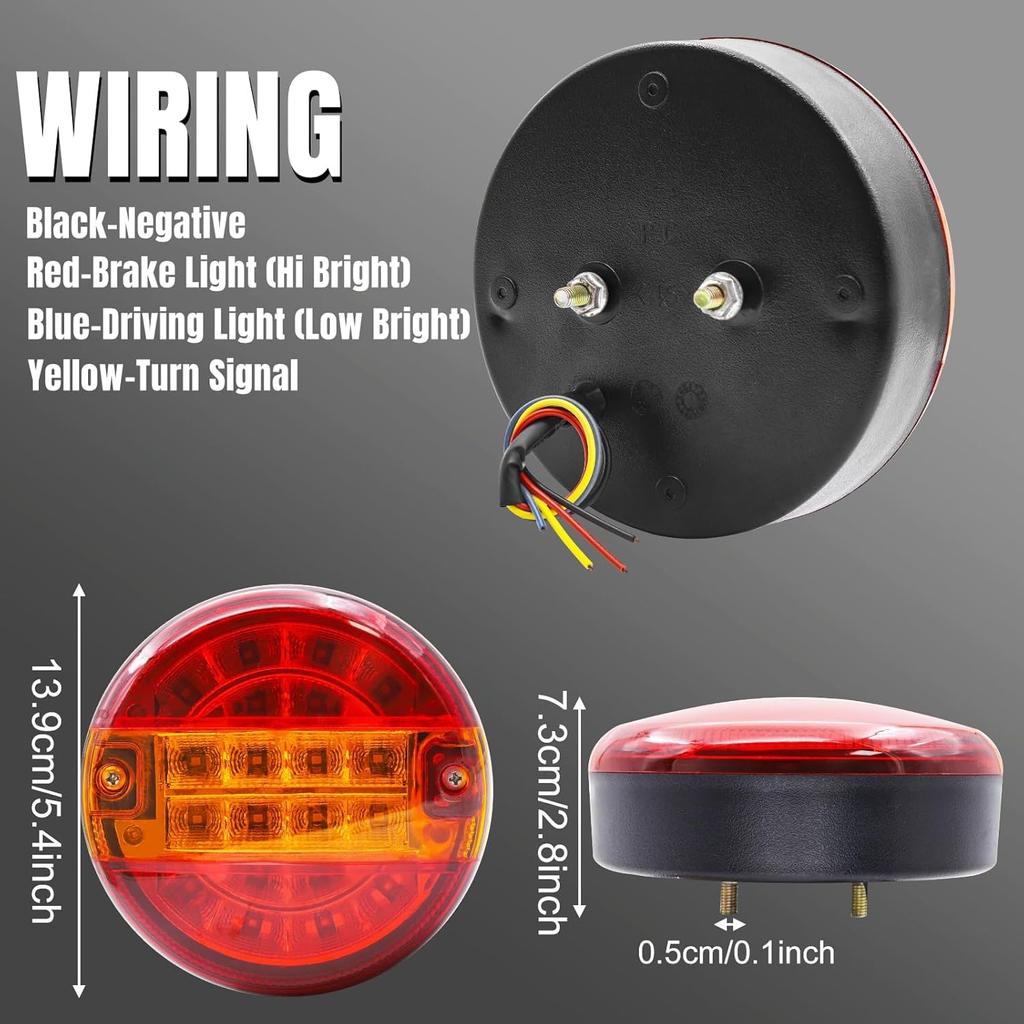 LED Truck Tail 12V 24V Round Tail Signal Brake Red and Yellow Light, Lamp, Light, Light,