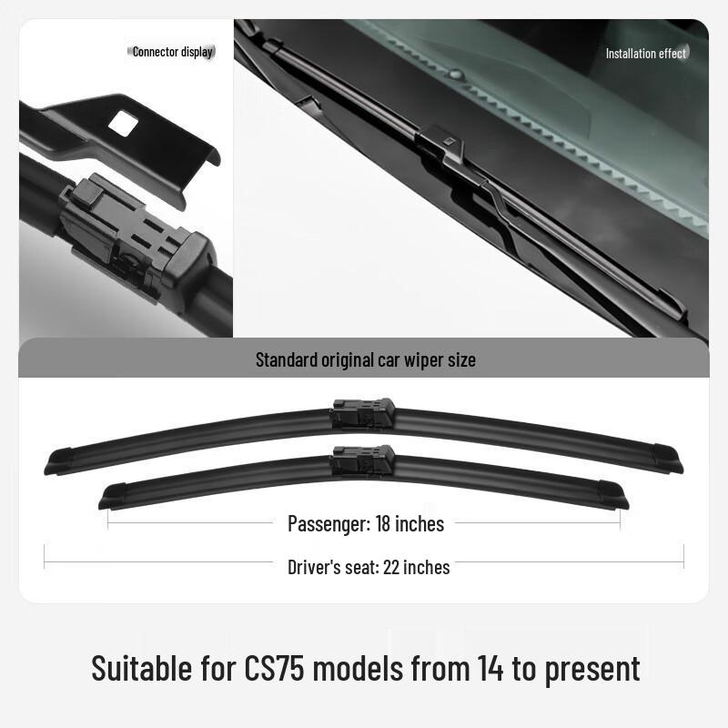 Compatible Changan CS75 Frameless Silent Wiper Blades - New & Old Models Front Rubber Strips. Changan CS75/2014-2022 [Rear Wiper Single]