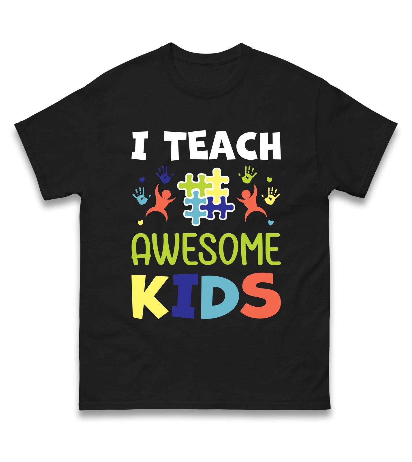 I Teach Awesome Kids Autism Awareness T Shirt,Autism Support,Teachers Gift Top S