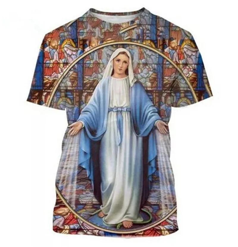 

Virgin Mary Graphic T Shirt 3D Print Mother Of God T-Shirt Men Women Christian Tees Vintage Summer Unisex Short Sleeve Kid Tops 6XL
