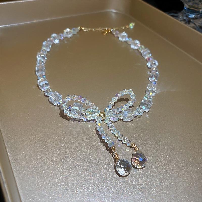 Cherry Gummy Crystal Heart Beaded Stackable Necklace - Summer Collarbone Chain Exquisite Design