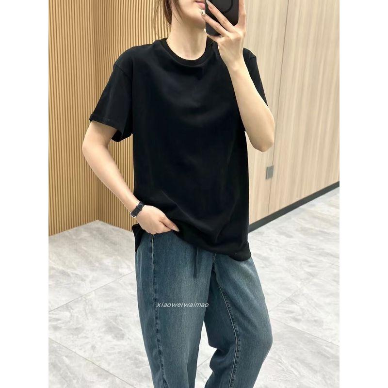 

25a112. Normcore Doctrine ~ Lu-Style Soft Silk Long-Staple Cotton Sports Loose Short-Sleeved T-shirt Black In Stock M