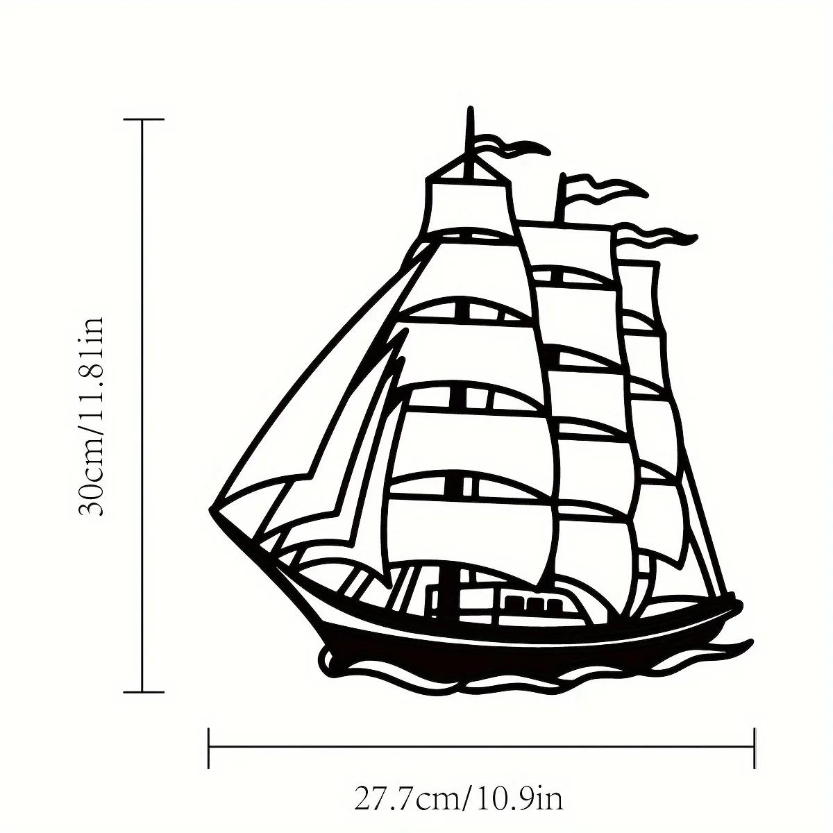 

1 шт. Металлическая настенная живопись в виде парусника, антикварный декор парусного судна, металлический знак в морском стиле, идеальный подарок для любителей морской тематики светло-серый