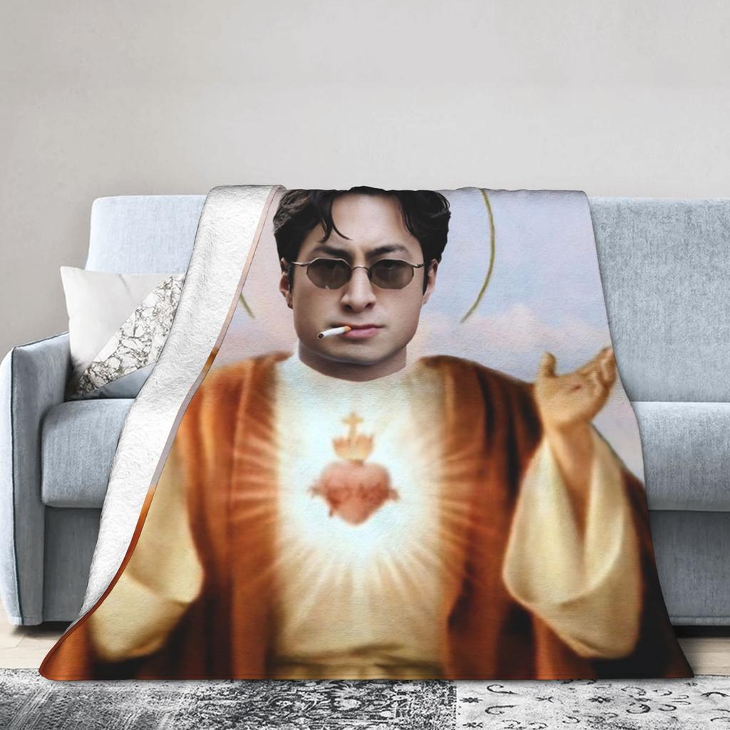 Hudson Williams Jesus Meme Blankets Flannel Print Multifunction Warm Throw Blankets for Bed Car Rug Piece