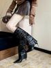 European and American style metal buckle pointed heel trousers boots