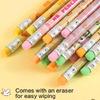 6PCS Cartoon Wood Pencils Ergonomic Grip Drawing Pencils for Students Children Class Reward Daily Sketching Writing