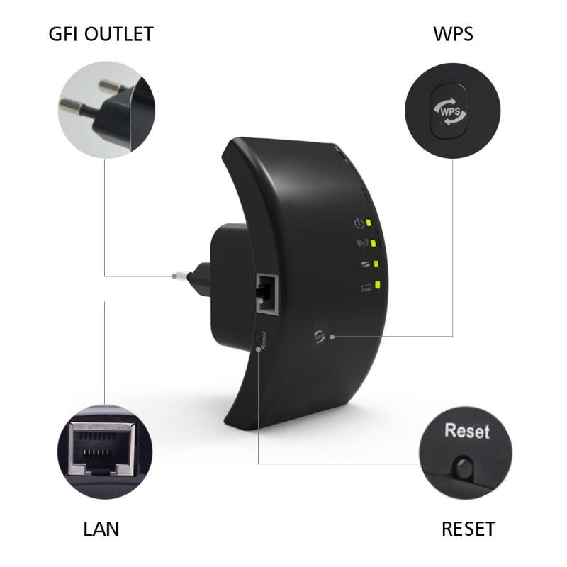 300Mbps WiFi Repeater 2.4G Unterstützt 10+ Geräte Signalverstärker Einfache Einrichtung Extender für Homeoffice