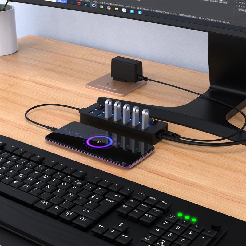 Support Data Transfer and Fast Charging On/Off Switch 8-Port USB 3.0 5Gbps Hub with for 2.1 for PC and Laptop in Stock