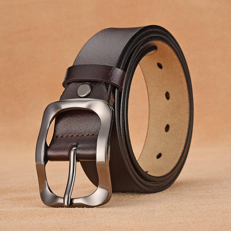 Retro Men'S Pin Buckle Pure Cowhide Belt Irregular Personalized Button Head Simple Trend