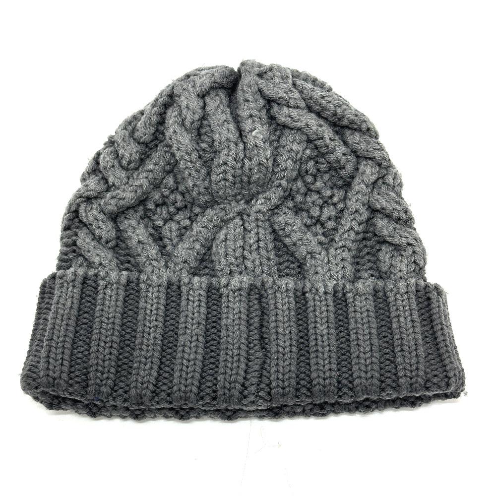 Moncler Logo Woven Apparel Knit Hat Wool Gray