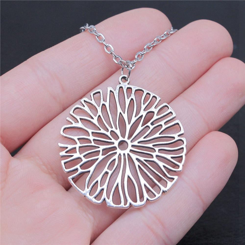 Tree of Life Floral Mandala Pendant Antique Bronze Metal Bridesmaid Choker Necklace Trendy Gift