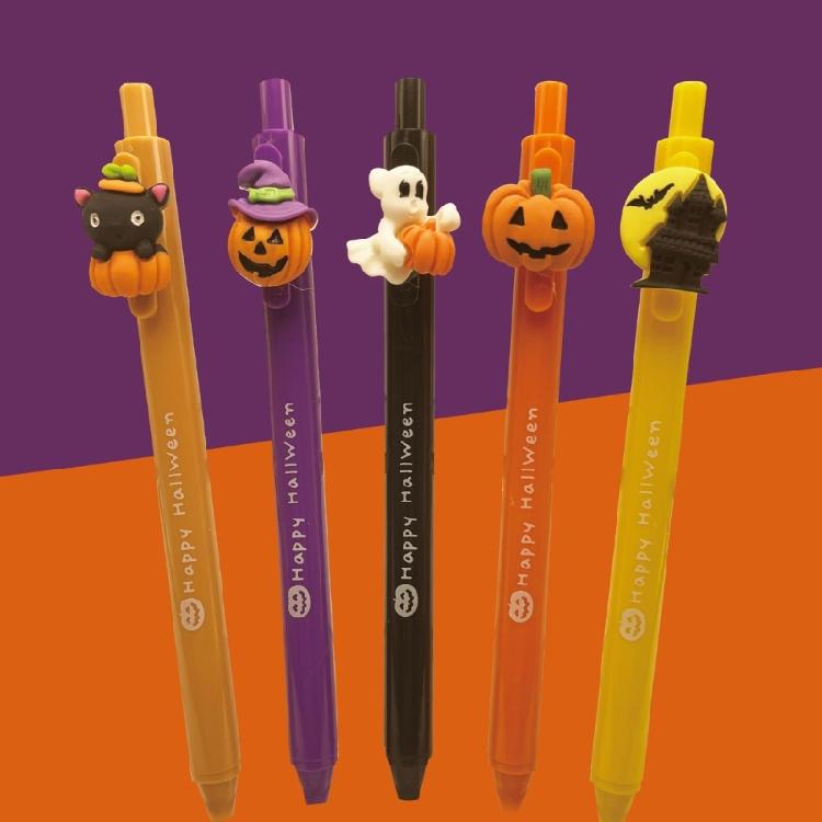 5Pcs Halloween Retractable Gel Pen School Stationery Supplies for Women Student Writing Noting Journaling