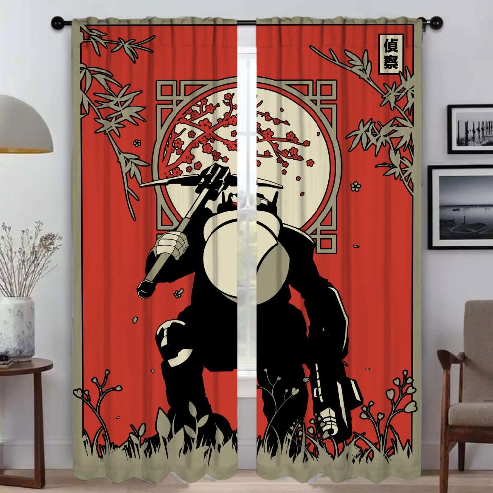 Japan Line Artnime Halloween Decoration Curtains for Bedroom Blackout Curtain for Room 2 Panel Shades Home Interior Curtains