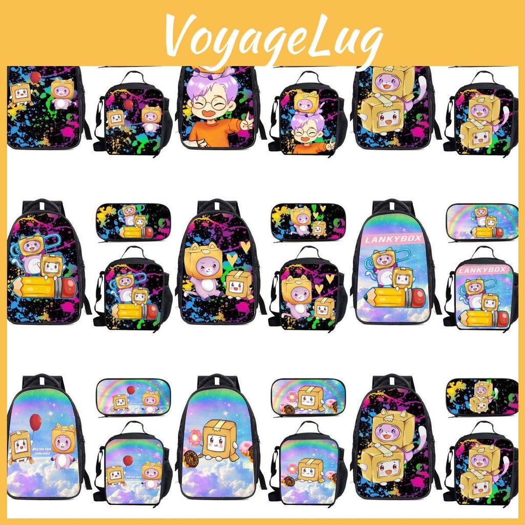Lankybox Cartoon Lunch Bag Set 3 Piece Shoulder Backpack Package