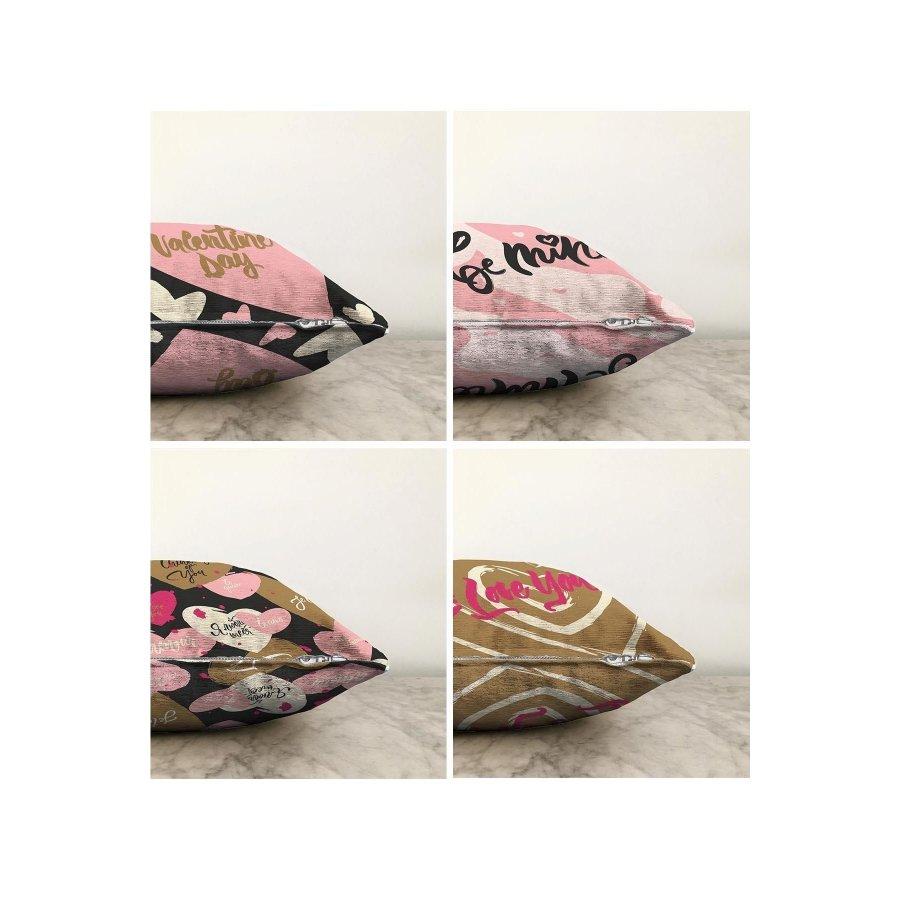 4-teiliges doppelseitig bedrucktes Kissenbezug-Set „Valentine's Day Concept“.