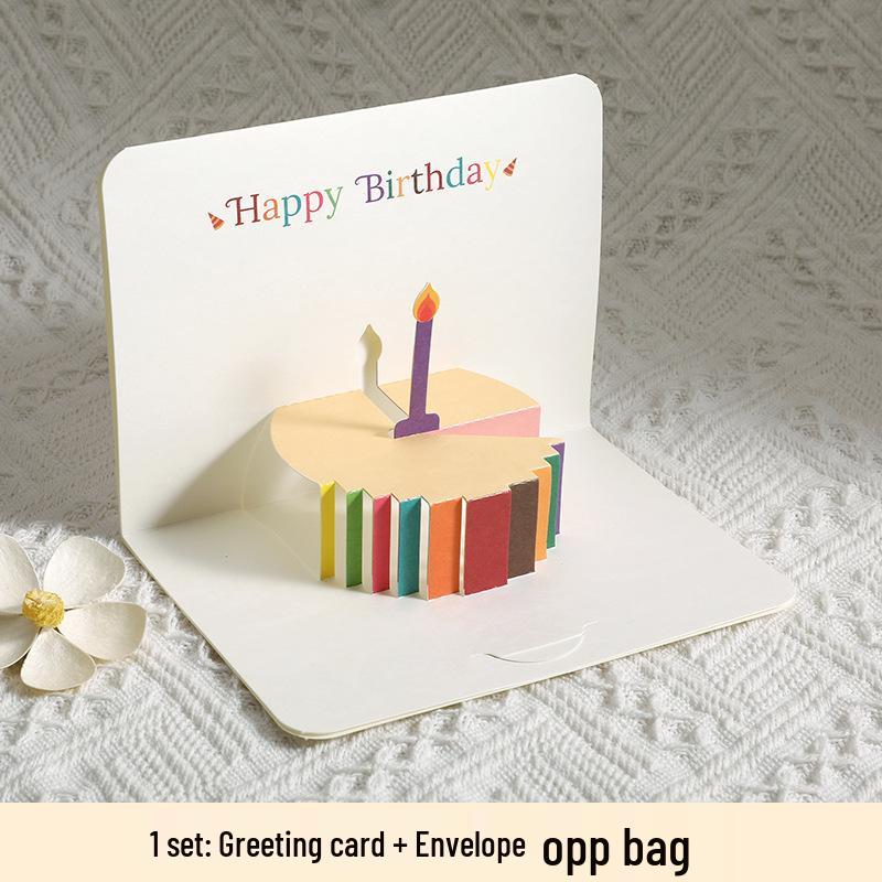 3D Pop-up Birthday Card: Creative Foldable Cake Design with Colorful Blessings