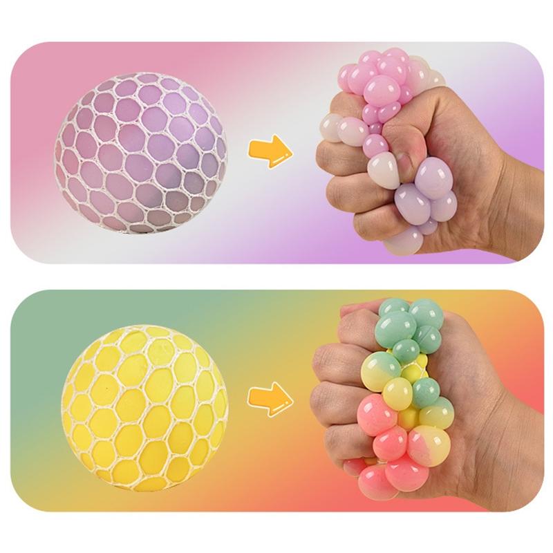 Regenbogen-Perlen-Stressball - Squishy Fidget Spielzeug für Kinder & Erwachsene, Sensorische Angstlinderung Anti-Druck Knetball für das Büro