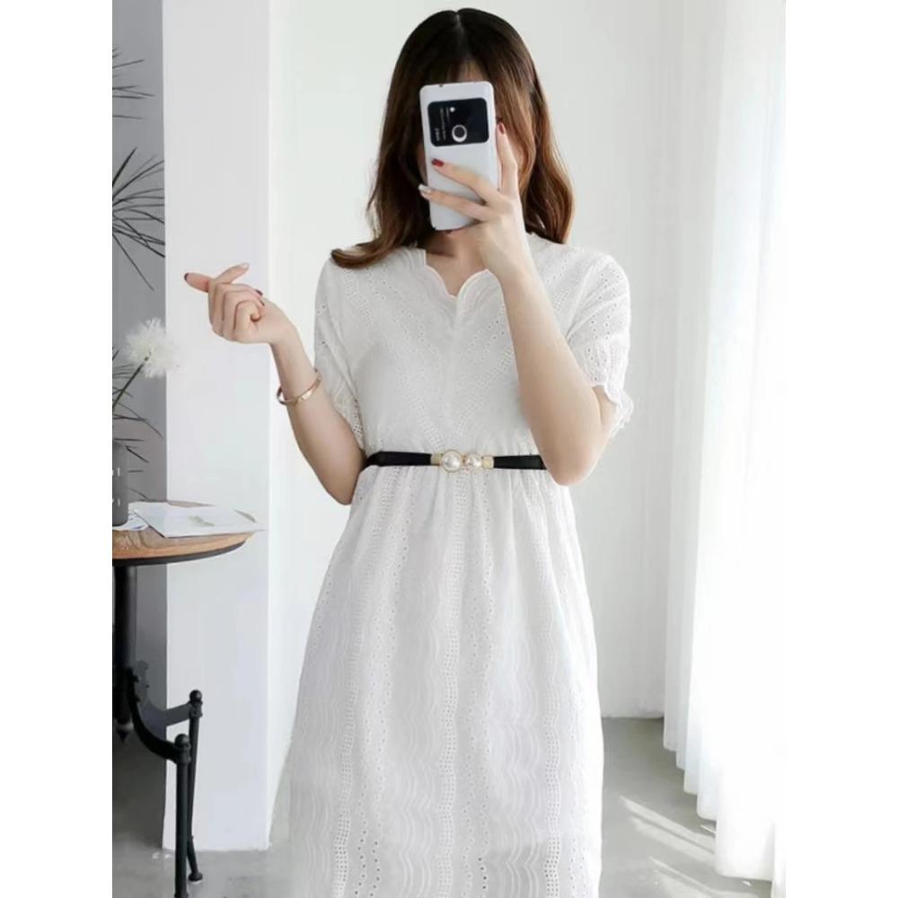 1PC Elegant Double Pearls Buckle Elastic Women Belts Thin Straps Lady Girl Dress Skirt Decor Waistbands Trouser Decoration