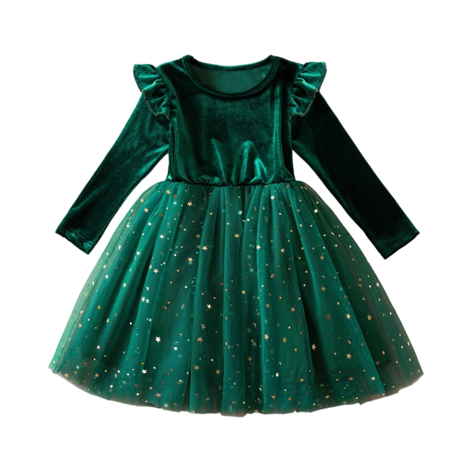 

Girls Tulle Dress - Gradient Princess Party Gown 110 зелёный