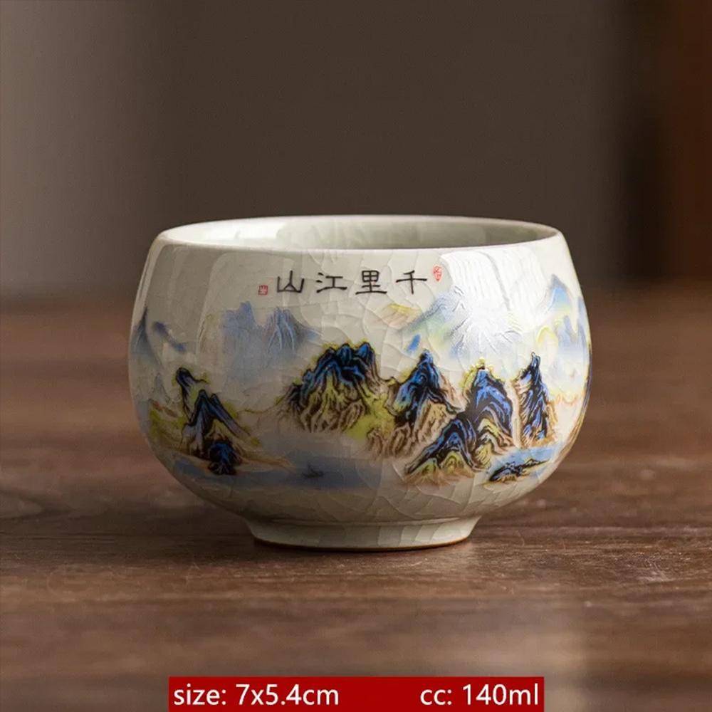

140 мл керамическая чашка для чая ручной работы с глазурью из ледяных трещин, керамические чашки для чая, расписанные вручную фарфоровые чашки Master Cup, традиционная чашка для чая