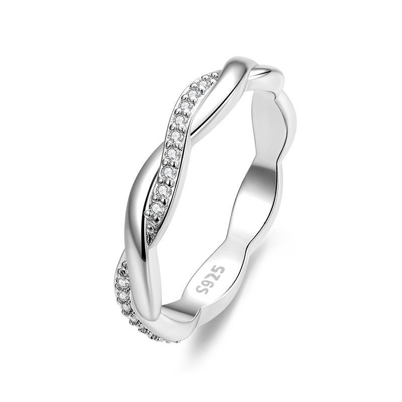 Wedding Band Rings for Women 925 Sterling Silver AAA Zircon Stackable Engagement Crossed Rings Simple Jewelry Party Gift