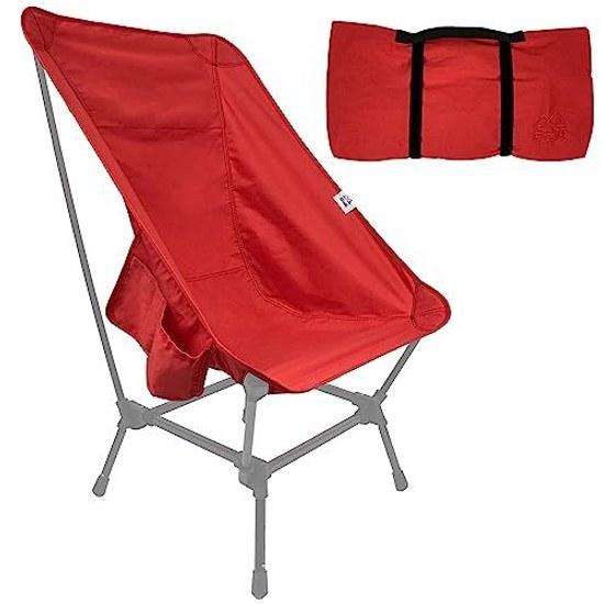 8tail Nice Na Chair Backrest Long Type Seat Only Outdoor Camp Agura Low Compact Storage Fire Pit Canvas Cotton Spark Resistant (Orange Red)