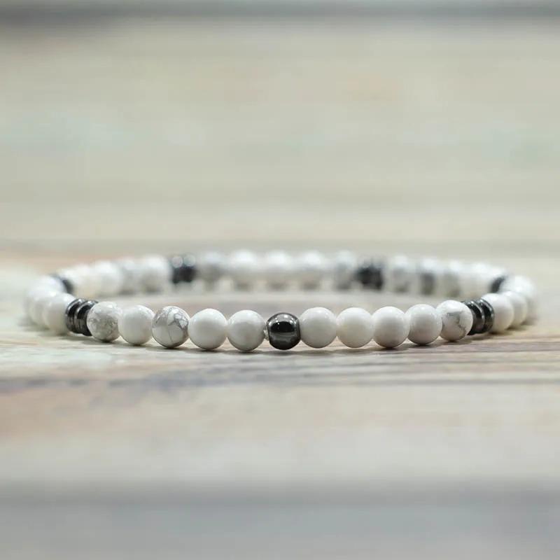 4mm Small Beaded Bracelet Men Natural Hematite Onyx Volcanic Rock Braslet Homme Charm Braclet Male Accessories Gift For Husband