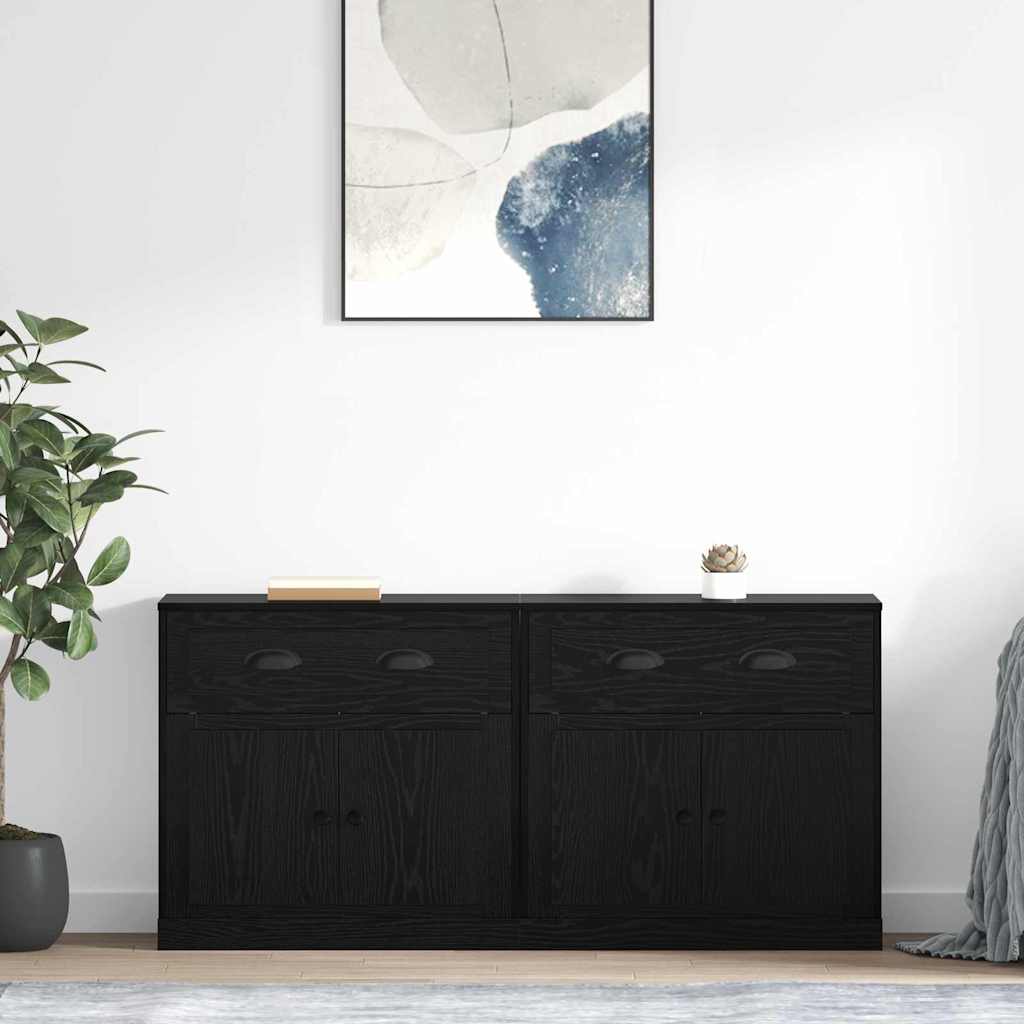 Sideboards 2 Pcs Black Oak Effect 70 X 35.5 X 67.5 Cm