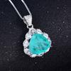 Women Jewelry Set Imitation Paraiba Necklace Light Green Diamond Ring Earrings Triangle Set