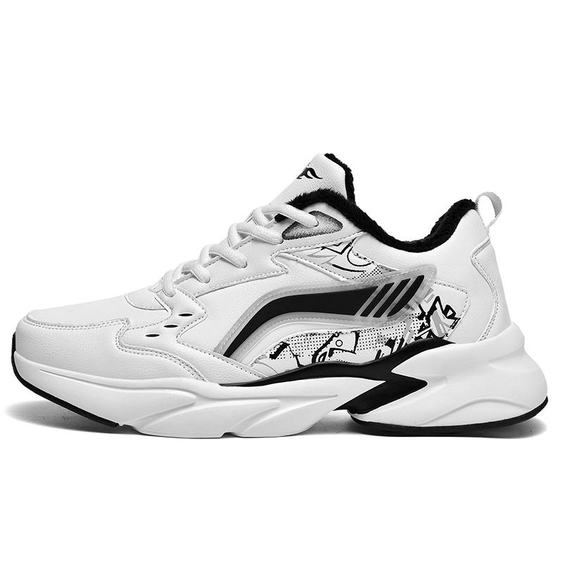 Men's Thicken Winter Warmth Casual Outdoor Fleece-lined Sneakers Soft-sole Speed Running Shoes Fashion Comfortable Cotton Shoes