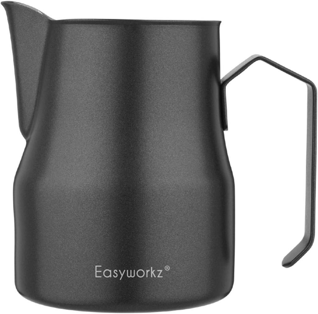 Easyworkz Stainless Steel Milk PitcherJug, Latte Art Coffee Cup, 450ml, Black
