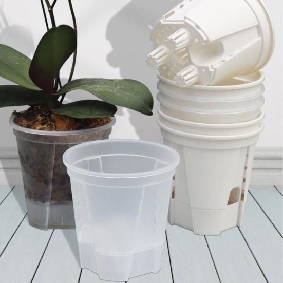 Samozavlažovací květináč Prodyšný průhledný plastový květináč pro Phalaenopsis Ovládání Automatický zásobník vody Květináč pro domácí kancelář