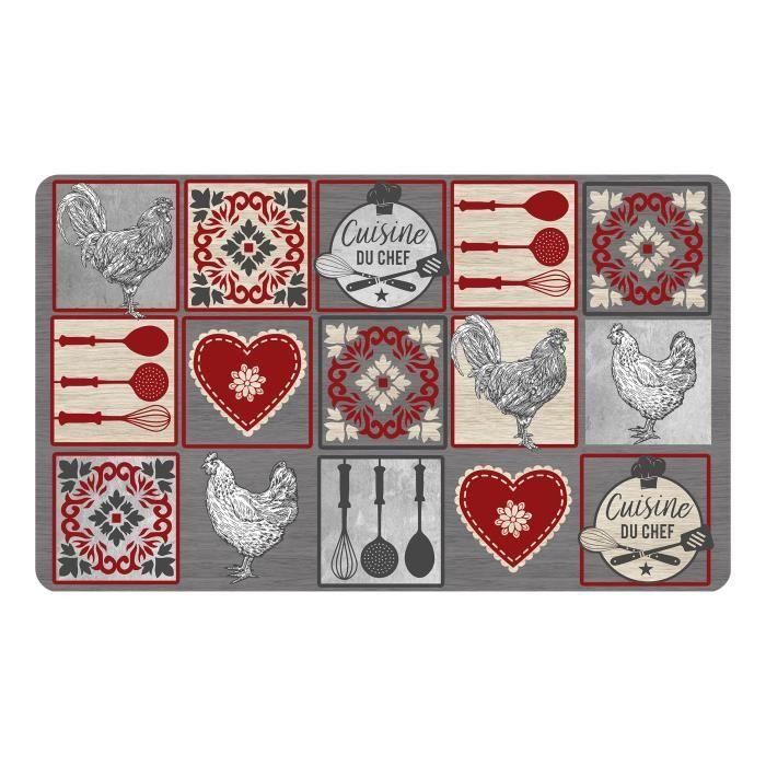 Tapis - Rustico - 45 x 75 cm - Rouge - Moderne - Anti-dérapant