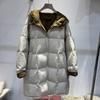 Womens Long Puffer Coat With Hood Oversized Loose Fit Duck Down Winter Jacket White Black Beige Army Green