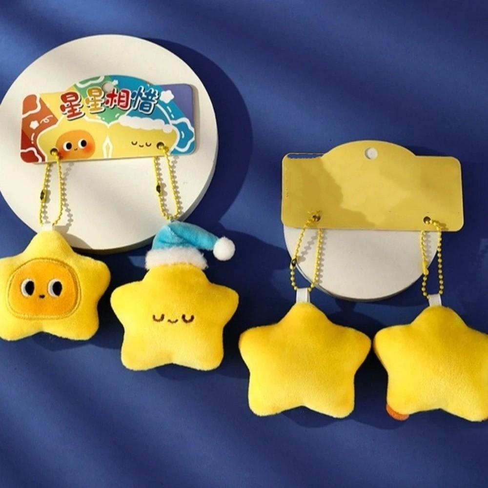 Good Luck Plush Star Keychain Cute Wishing Star Pendant Best Wishes Pentagram Lanyard Friendship
