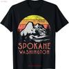 Spokane T-Shirt vintage Gewaschen Streetwear Bequemes Unisex Oberteil Für den Alltag Weiche Designerkleidung Grafik Lässig