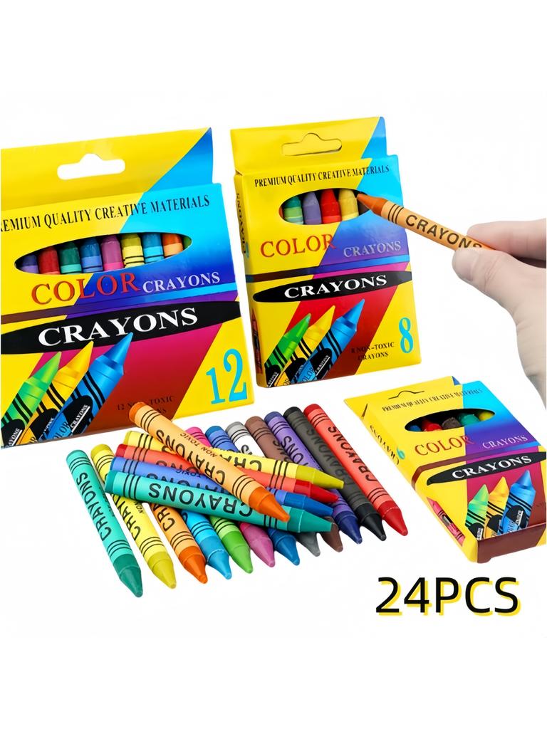 6/8/12/24Pcs Children's Art Painting Colored Crayons, Oil Pastels, Children's Non-Messy Hand Art Supplies for Kindergarten