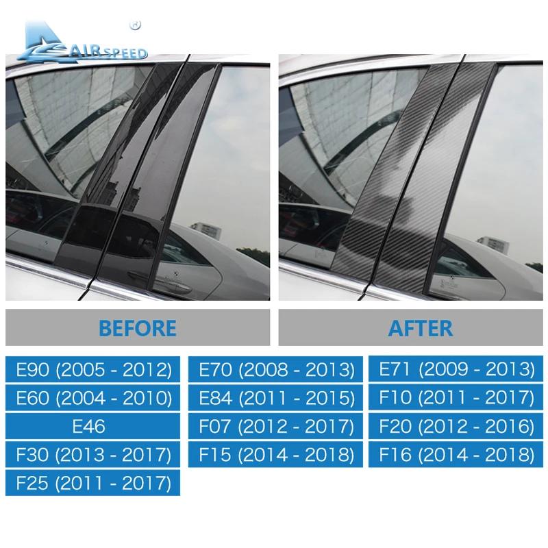 For BMW 3 5 Series E90 E60 E46 E70 E84 F30 F20 F10 F15 F16 F25 Soft Carbon Fiber B Pillars Car Window Mouldings Trim Sticker
