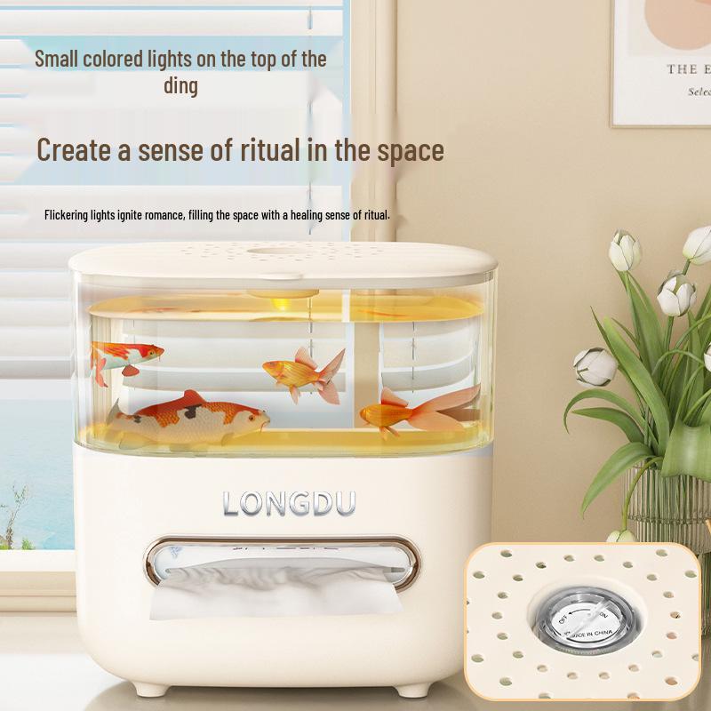 Eco-Friendly Multifunctional Tissue Box with Desktop Fish Tank for Home or Office