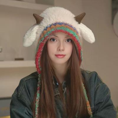 Cappello invernale con orecchie di agnello, elastico, termico, antivento, caldo, tinta unita, copricapo per il freddo