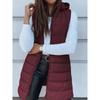 Solid Color Hooded Zipper Cotton Vest Jacket for Women's Mid To Long Size Plus