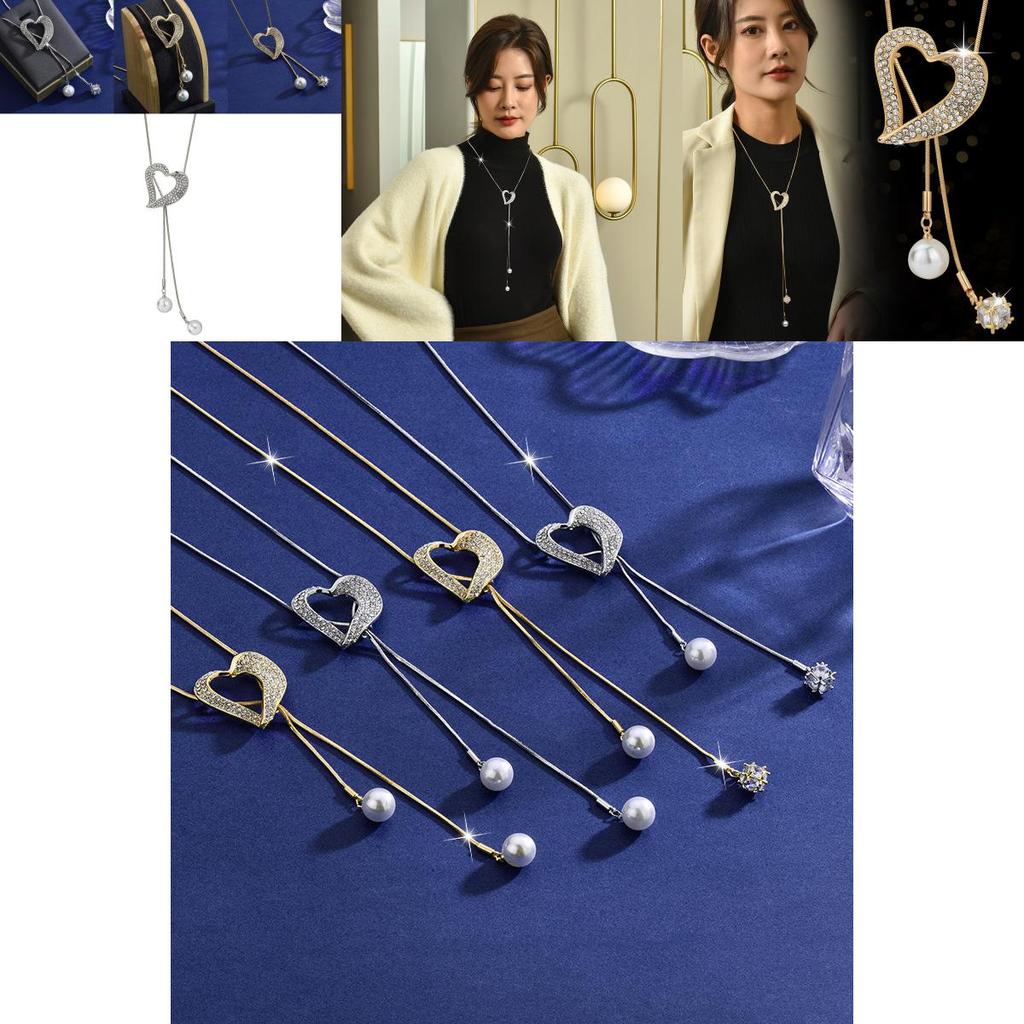 Elegant Heart Shaped Crystal Necklace With Pearl Accents In Stylish Designs For Women