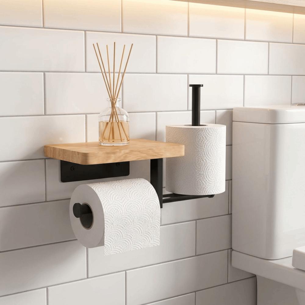 Tiered Design Toilet Paper Holder No-drill Tissue Holder Roll Paper Holder Bathroom
